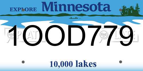 1OOD779 Minnesota License Plate