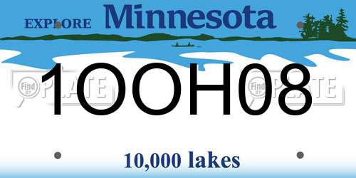1OOH08 Minnesota License Plate