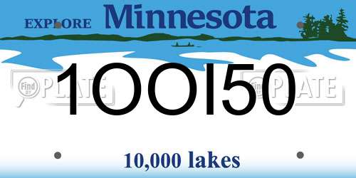1OOI50 Minnesota License Plate
