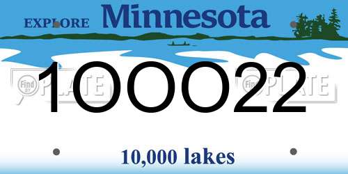 1OOO22 Minnesota License Plate