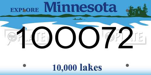 1OOO72 Minnesota License Plate