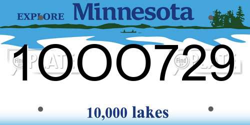 1OOO729 Minnesota License Plate