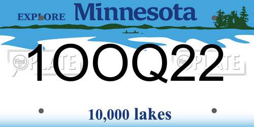 1OOQ22 Minnesota License Plate