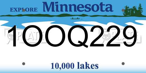 1OOQ229 Minnesota License Plate