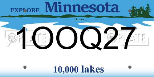 1OOQ27 Minnesota License Plate