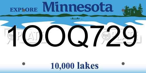 1OOQ729 Minnesota License Plate