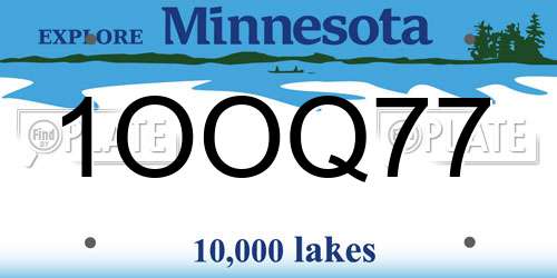 1OOQ77 Minnesota License Plate