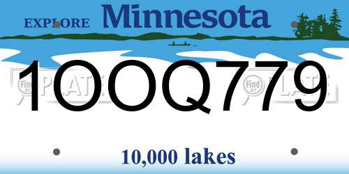 1OOQ779 Minnesota License Plate