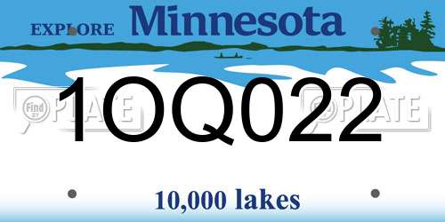 1OQ022 Minnesota License Plate