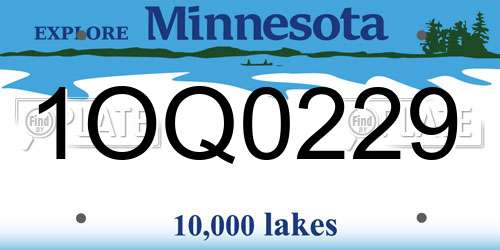 1OQ0229 Minnesota License Plate