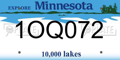 1OQ072 Minnesota License Plate
