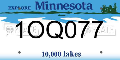 1OQ077 Minnesota License Plate