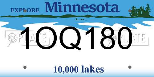 1OQ180 Minnesota License Plate