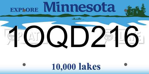 1OQD216 Minnesota License Plate