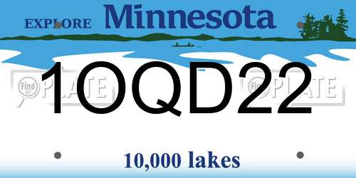 1OQD22 Minnesota License Plate