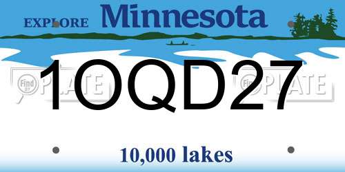 1OQD27 Minnesota License Plate