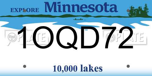 1OQD72 Minnesota License Plate