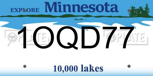 1OQD77 Minnesota License Plate