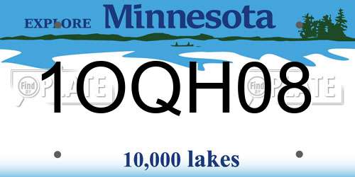 1OQH08 Minnesota License Plate