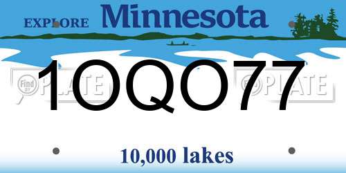 1OQO77 Minnesota License Plate
