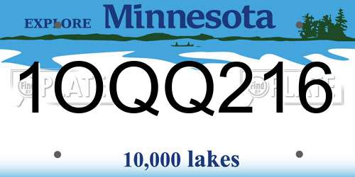 1OQQ216 Minnesota License Plate