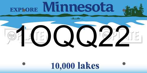 1OQQ22 Minnesota License Plate