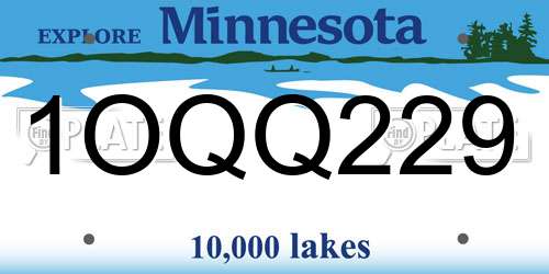 1OQQ229 Minnesota License Plate