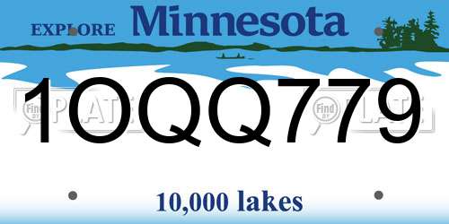 1OQQ779 Minnesota License Plate