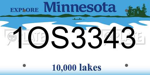 1OS3343 Minnesota License Plate