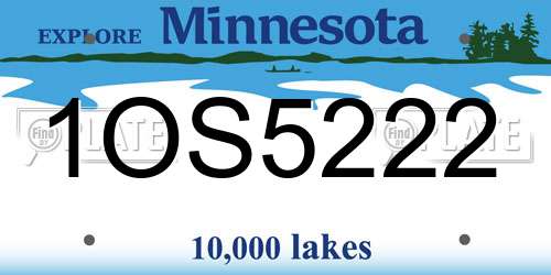 1OS5222 Minnesota License Plate