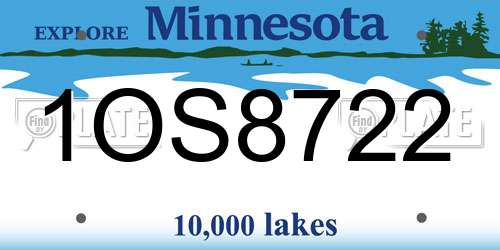 1OS8722 Minnesota License Plate