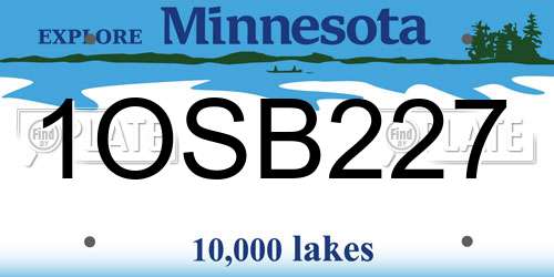 1OSB227 Minnesota License Plate