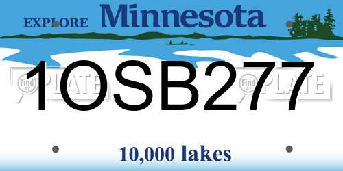 1OSB277 Minnesota License Plate