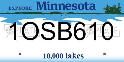 1OSB610 Minnesota License Plate