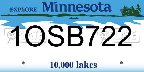 1OSB722 Minnesota License Plate