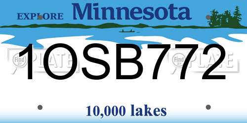 1OSB772 Minnesota License Plate