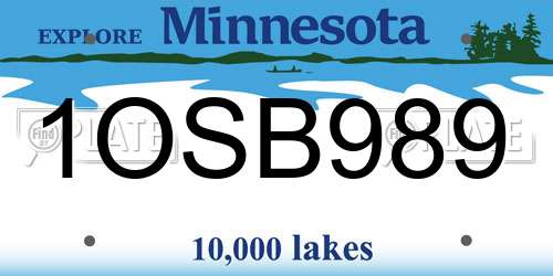 1OSB989 Minnesota License Plate