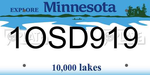 1OSD919 Minnesota License Plate