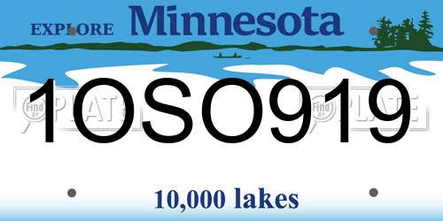 1OSO919 Minnesota License Plate