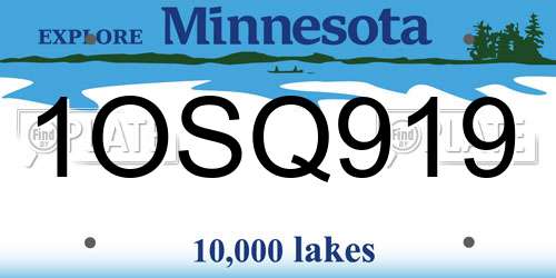 1OSQ919 Minnesota License Plate