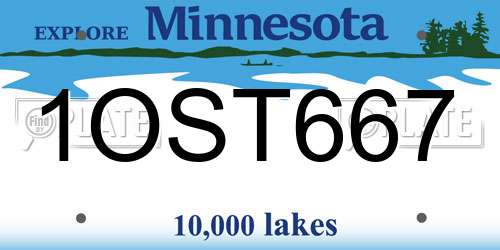 1OST667 Minnesota License Plate