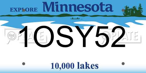 1OSY52 Minnesota License Plate