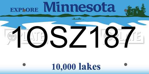 1OSZ187 Minnesota License Plate