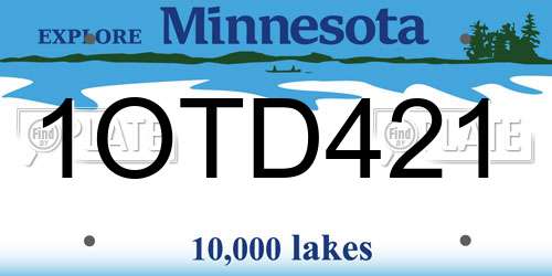 1OTD421 Minnesota License Plate