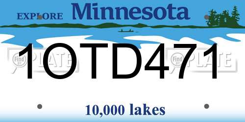 1OTD471 Minnesota License Plate