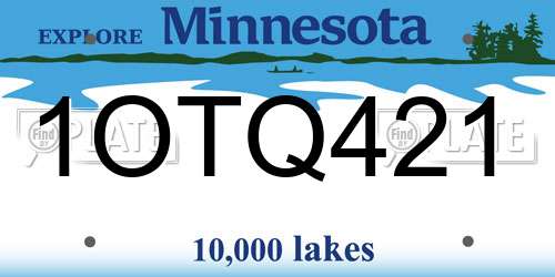 1OTQ421 Minnesota License Plate