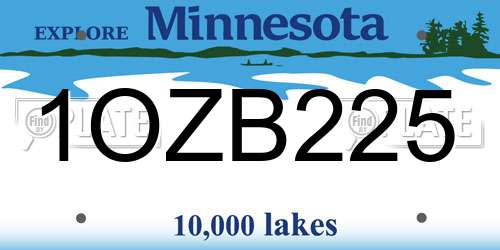 1OZB225 Minnesota License Plate