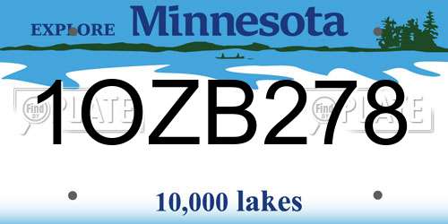 1OZB278 Minnesota License Plate