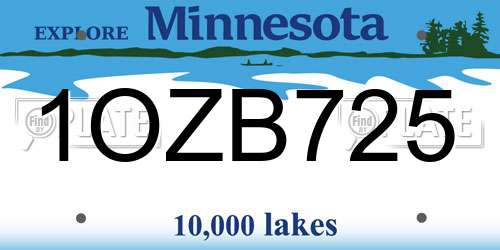 1OZB725 Minnesota License Plate