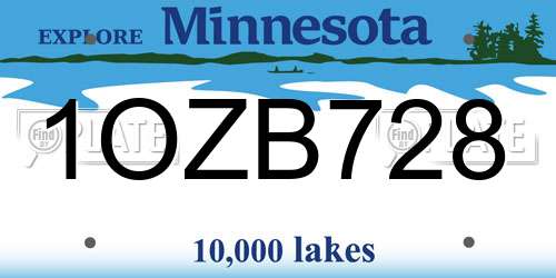 1OZB728 Minnesota License Plate
